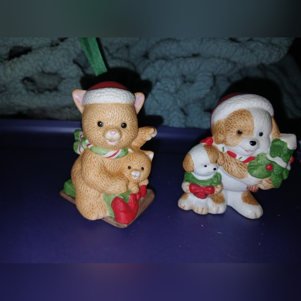 Homco Vintage Christmas Cat And Dog #5180